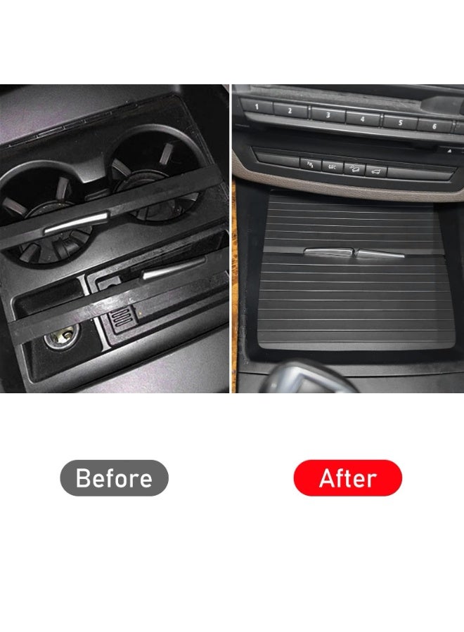 KISSUN Compatible with BMW Cup Holder Sliding Cover, X5/ X6 Console Roller Blind Cover, Center Console Sliding Shutters Compatible with BMW X5 E70 (2006-2013) / X6 E71 E72 (2007-2014) - Image 2